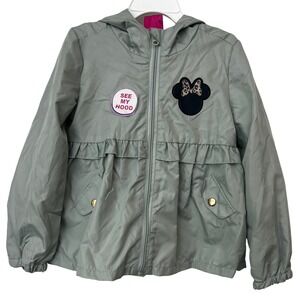 Tommy‎ Bahama Girls Light Green Minnie Mouse Hooded Windbreaker Jacket Size 7